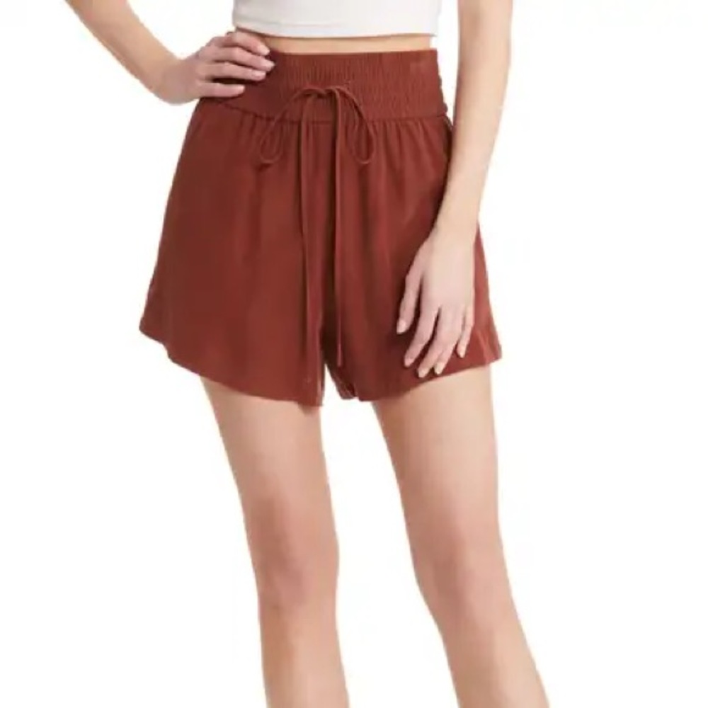 OPEN EDIT Tie Waist Pull-on Shorts (Rust Cherry)